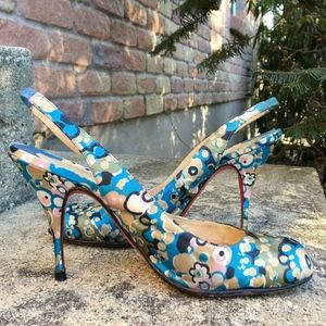 Vintage USED Louboutin Silk Slingback Pumps sz. 36